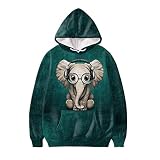 Belidome Sweat à capuche de sport doux pour course à pied à manches longues avec poche, éléphant, L