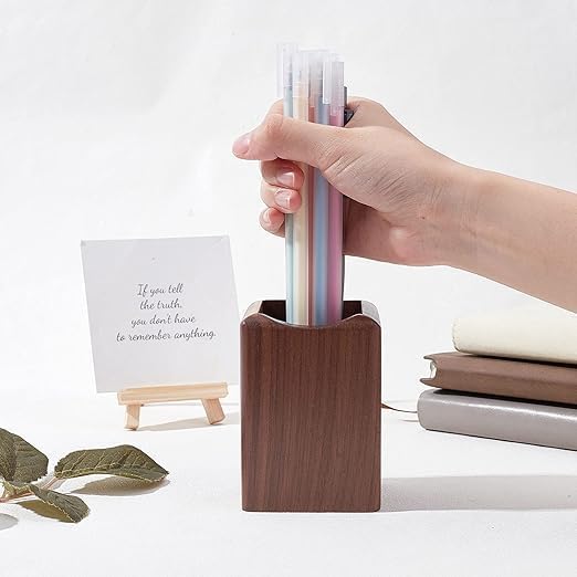 Miniatura 6 de Paquete de 2 soportes de madera para lápices, multiusos, de madera natural, para lápices, ollas, organizador de escritorio, caja de almacenamiento