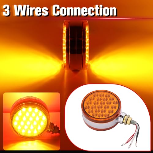 Image of 2PCS 48 LEDs Round Double Face Fender Turn Signal Lights (Amber+Amber（Amber Lens）)