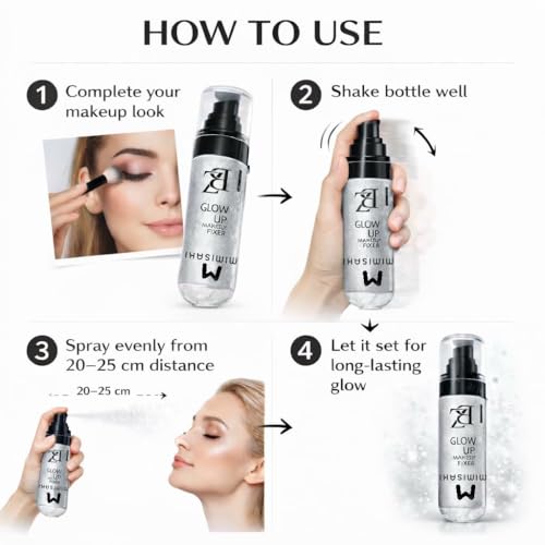 Image of Glow UP Makeup Fixer 100ml - Long-Lasting Dewy Finish Setting Spray | Hydrating Glow Makeup Fixer | Lightweight, Refreshing, Silver Bottle