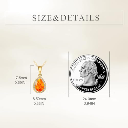 DOVRAN 14K Gold Amber/Opal/Moonstone/Turquoise/Black Onyx Necklace For Women 14k Gold Teardrop Necklace Gold Jewelry Gift For Women3