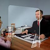 RUNS Plexiglass Protection Comptoir 120 * 60cm Vitrine Comptoir, Écran Transparent Portable avec Ouverture pour Comptoirs, Bureau, Réception