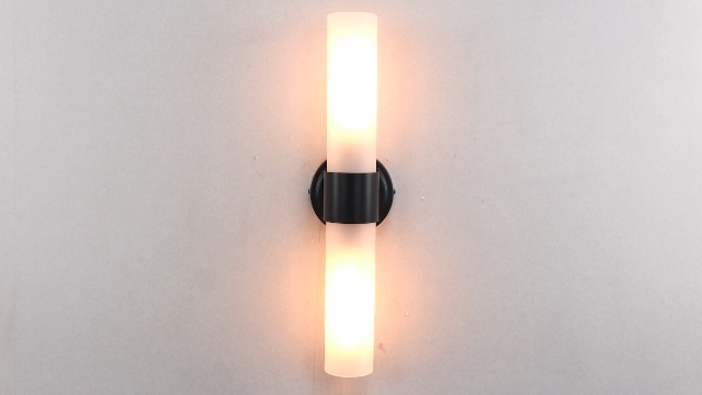Image of DAYCENT Modern Black Bathroom Vanity Lights Farmhouse 2-Light Frosted Glass Wall Sconce Matte Black Cylinder Sconces Wall Lighting for Bedroom Hallway Living Room, 20 inch H