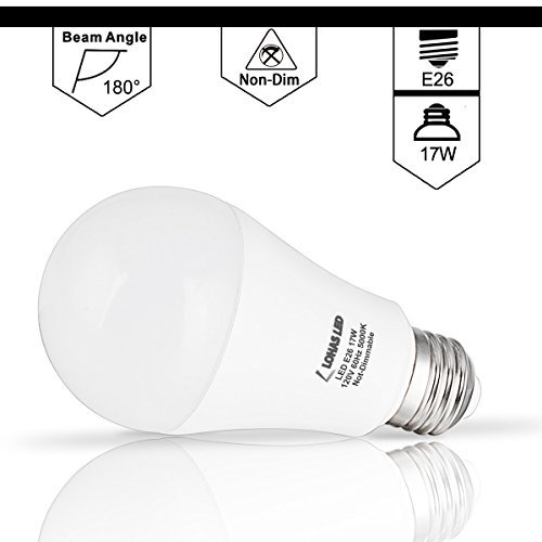 LOHAS LED Bulb 100-150W Equivalent(UL Listed), LED Light Bulbs Daylight 5000k, White A19 Bulb 17W, E26 Edison Base LED Lights, LED Home Lighting Lamps, Non-Dimmable(4 Pack)