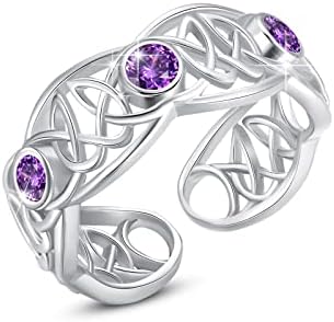 Celtic Knot Amethyst Silver Ring, Good Luck Protection Purple Healing Amethyst Celtic Knot Amulet Ring, 925 Sterling Silver Amethyst Ring, Jewelry Gift For Women Girls