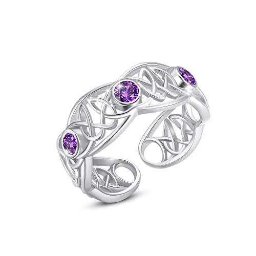Keltischer Knoten Amethyst Ring, 925 Sterling Silber Glücklicher Schutz Lila Amethyst Keltischer Knoten Amulett Ring Schmuck Geschenk für Frauen Mädchen Cover