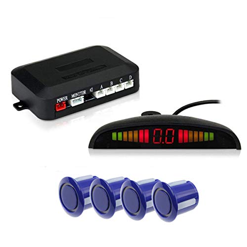 Cocar Backup Parking Radar System, 4 Blue Color Parking Sensors Distance Detection & Sound Warning, Waterproof Reverse Parking Sensors for Car Auto Vehicle Truck Camper Van RV (Blue)