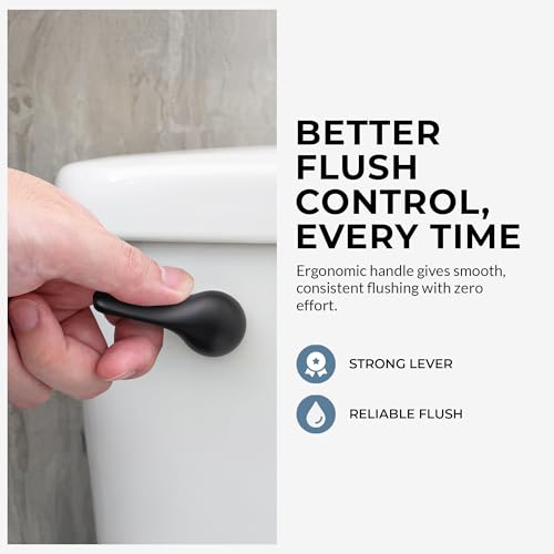 Image of Qualihome Matte Black Finish Front Mount Toilet Handle Replacement Kit, Universal Toilet Tank Flush Lever Fits Most Standard Front-Mount Toilet Tanks