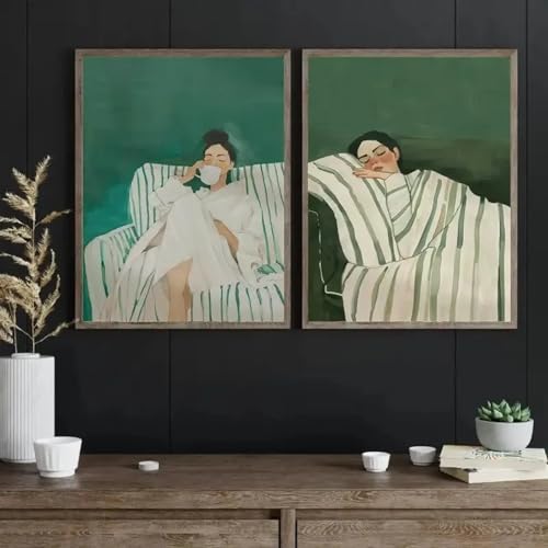 Toile murale abstraite pour rompre la monotonie des murs blancs avec élégance verte
