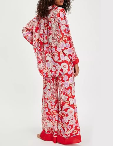 Image of Yimoon Satin Pajama Set for Women Silk Pajamas Set 2 Piece Floral Cute Pj Set Long Sleeve Pjs Sleepwear