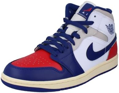 Air Jordan 1 Mid Men's Shoes (White/University Red/Neutral Grey/D...