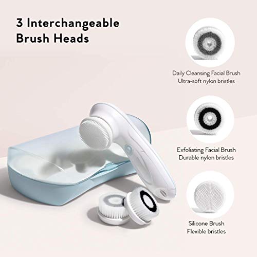 My Life My Shop Ultimate Spin Facial Cleansing Brush (Grey) Ultimate Skin Spa With 3 Interchangeable Face Brushes-Daily Cleansing, Exfoliating Brush, Silicone Brush&Protective Case #TOP2