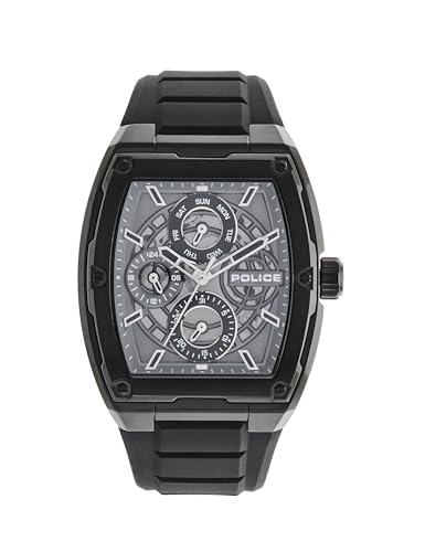 Image of Police Quartz Multifunction Grey Dial Black Silicone Strap Watch for Men - PLPEWJQ0004501