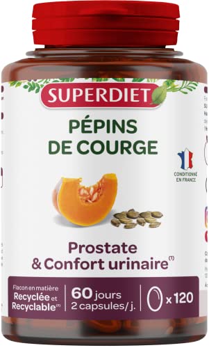 SUPERDIET – PÉPINS DE COURGE – Prostate & Confort urinaire – Phytothérapie – Fabrication Française – 120 gélules