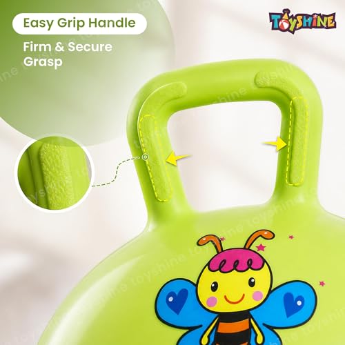 Image of Toyshine Hopper Ball 45cm for Kids Ages: 3-6 Inflatable Hopping Balls Jumping l Toys Sit and Bounce Ball with Handle - Green