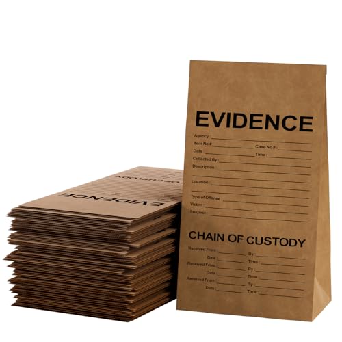 25 Pack Crime Scene Paper Evidence Bag for Receipts 9.45 * 5 * 3 inch Paper Evidence Bags