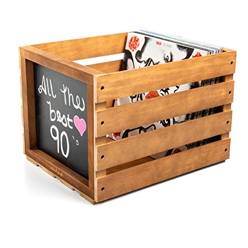 Adult Pop Chalkboard Vinyl Record Storage Crate (Vintage)