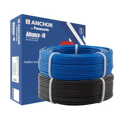 Image of Anchor by Panasonic Advance FR Wire Combo of 1.5 mm Black & 2.5 mm Blue, 90 Meter PVC Insulated 1 Core Pure Copper Fire Retardant Wire, (27404BK-27415BU)