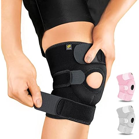BRACOO Adjustable Compression Knee Patellar Tendon Support Brace for Men Women - Arthritis Pain, Injury Recovery, Running, Workout, KS10 (Black) Cover