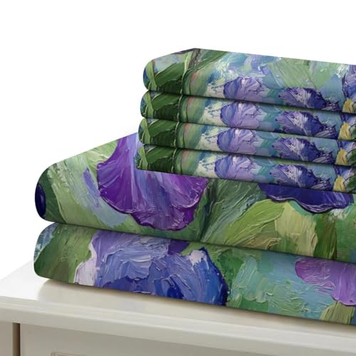 Housse de couette fleurs d'iris en microfibre ultra douce et résistante avec zip - 7