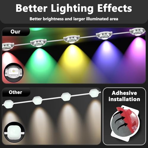 Image of 300FT /90M Permanent Outdoor RGB Lights, IP67 Waterproof Smart Eave Lighting, with App /Remote Control Eaves Light, DIY LED Scenes Modes for House Roof Decor,Party