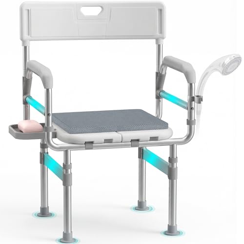 Folding Shower Chair with Back and Shelf