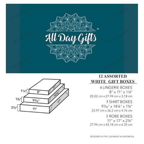 All Day Gifts 12-Pack White Gift Boxes with Lids – Multi-Pack Gift Wrap Boxes for Clothes, Apparel, Christmas and Birthdays, Assorted Sizes - Image 5