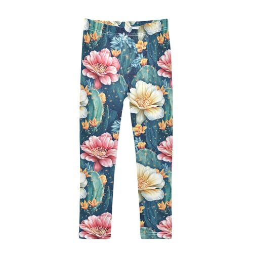 Girls Leggings Tropical Flowers Cactus Soft Toddler Leggings for Girls Kids Pants Size 4T-10T