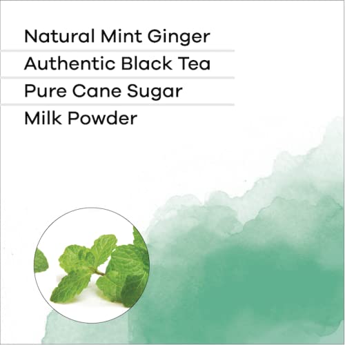 Quiktea Mint (Pudina) Ginger Chai Tea Latte - 10 Count Single Box - All Natural & Preservative Free Authentic Instant Chai Tea - Just Add Hot Water! (Regular) #TOP2