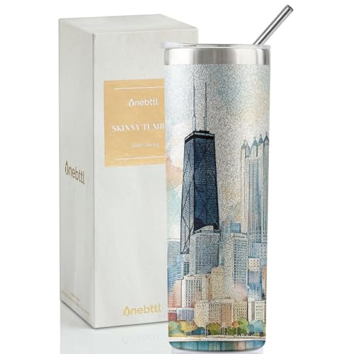 Onebttl Chicago City Skyline Gifts for Chicago Lovers, Skyline Ma...