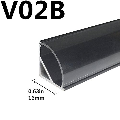 LightingWill Clear LED Aluminum Channel V Shape Corner Mounted 3.3Ft/1M 5 Pack Anodized Black Profile for <12mm 5050 3528 LED Flex/Hard Strip Lights with Covers, End Caps, and Mounting Clips TP-V02B5 - Thumbnail 7