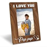 Pop Pop Gift, I Love You Pop Pop Photo Frame, Holds 4 x 6 Inch Photo, Farmhouse Wooden Picture Frame Gift, Father's Day Gift for Pop Pop, Grandpa Birthday Gift Idea, Family Photo Frame for Home Decor