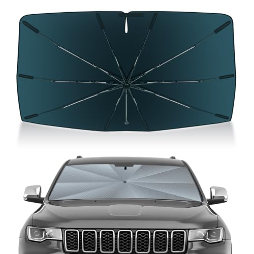 Image of Autorder Windshield Sun Shade Umbrella for 2011-2026 Jeep Grand Cherokee Accessories,Upgraded Ice Crystal Material,Easy Setup Umbrella Sunshade for Car Windshield,100% Sun Blocking