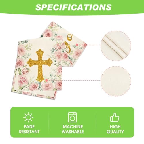Artoid Mode Pink God Bless Girl Baptism Baby Shower Table Runner, First Holy Communion Christening Holiday Kitchen Dining Table Decoration for Home Party Decor 13x72 Inch by Artoid Mode - Image 5