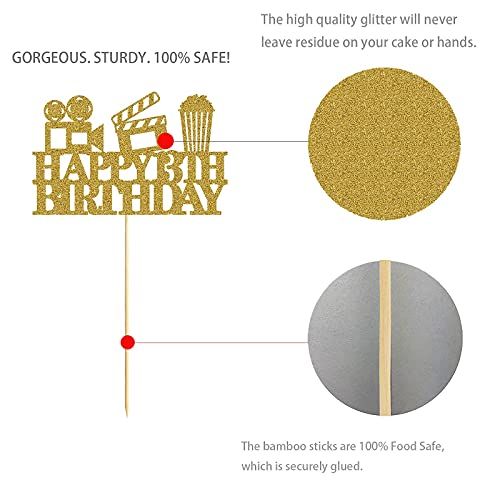 Image of FestikoGold Movie 13th Birthday Cake Topper, Glitter Film Happy 13 Years Birthday Party Decoration
