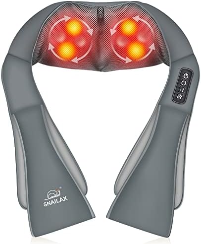Snailax Shiatsu Neck and Shoulder Massager - Back Massager with Heat, Deep Kneading Electric Massage Pillow for Neck, Back, Shoulder,Foot Body (Grey)