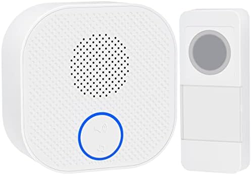 Wireless Door Bell Kit,SURNICE Mini Wireless Doorbell for Home with 1 Push Button Transmitter and 1 Receivers,Operated Door Bells,Long Range Waterproof Wireless Door Bell (Plug In Version,White)