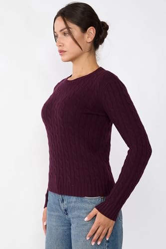 JENNIE LIU 100% Cashmere Crewneck Sweater | Chuncky Cashmere Cable-Knit Sweaters for Women2