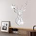 Adesivi Murali Specchio 3D Cristallo Acrilico, Elegante Adesivo da Murale Testa di Cervo per Soggiorno, Camera da Letto, TV, Divano, Sfondo, Arte della Parete (95*57cm, Argento)
