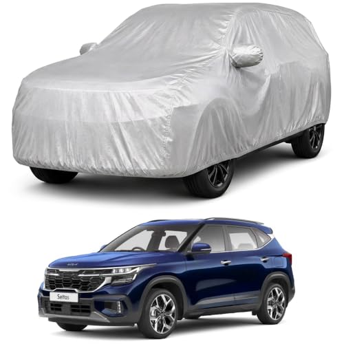 Image of Autofact Car Body Cover Compatible with Seltos 2019-2025 | Custom Fit Car Cover | 100% Water-Resistant| Triple-Stitched Lightweight Fabric | Dustproof | Indoor & Outdoor Use | Elastic Bottom