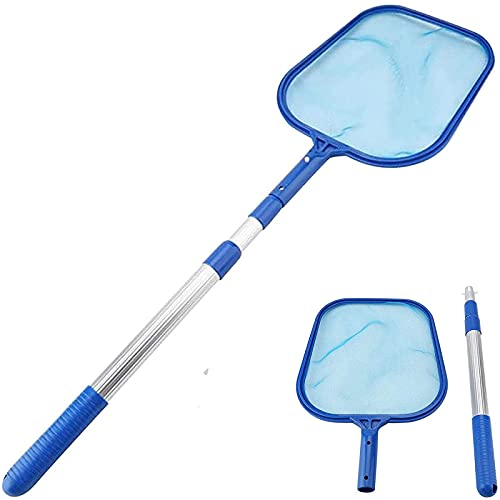 kayiou Pool Skimmer Net with 17-41 inch Telescopic Pole Leaf Skimmer Fine Mesh Rake Net for Swimming Pool Hot Tub Spa Pond Cleaning (3Section Telescopic Pole)