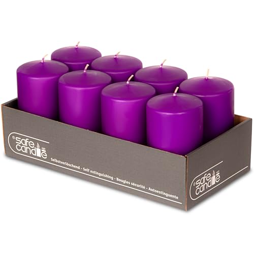 DecoLite 8er Pack Stumpenkerzen 130/70mm - Selbstverlöschend, Safe...
