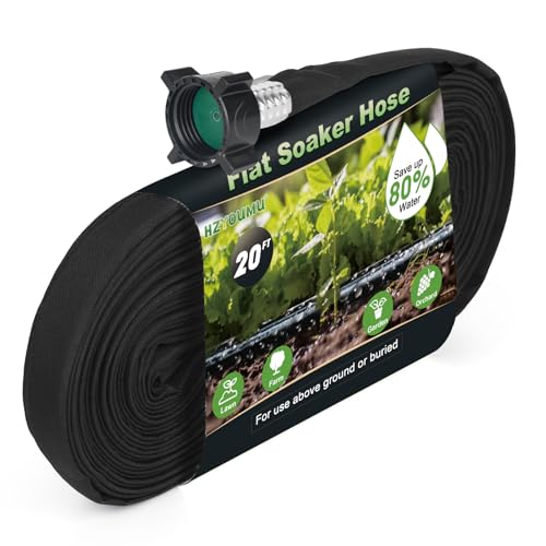 HZYOUMU Flat Soaker Hose 20FT for Efficient Watering Tree - Durable Double Layer Design for Gardens...
