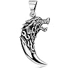 MATERIA by Matthias Wagner Men's Wolf Pendant in 925 Sterling Silver Blackened, Sterling Silver, #1