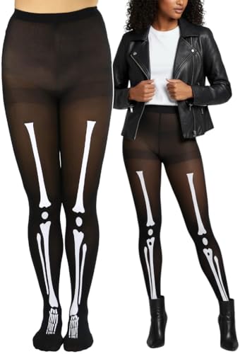 Image of ToBeInStyle Women's Scary Skeleton Leg Bones Halloween Hosiery Tights & Thigh High Stockings