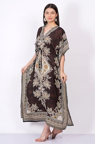 LAPSHA'S Women's Kaftan Dress Beach Cover Up Tribal Ethnic Print Plus Size Loose Kimono Maxi Dress2