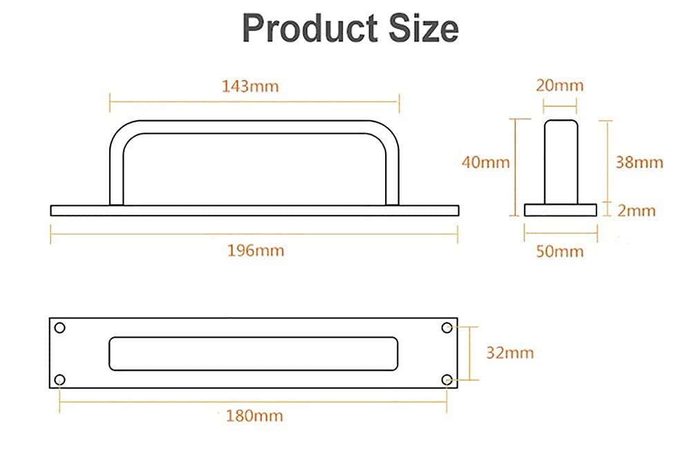 Klamki do drzwi przesuwnych typu barn door, Aluminiowe klamki do drzwi przesuwnych montowane bocznie szopy i szafki w wielokolorowym opakowaniu(Bright Silver,1 Piece)