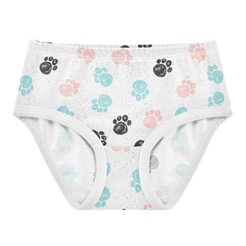 Little Girls' Soft Cotton Underwear Kids Breathable Comfort Paw Print Panties Briefs Toddler