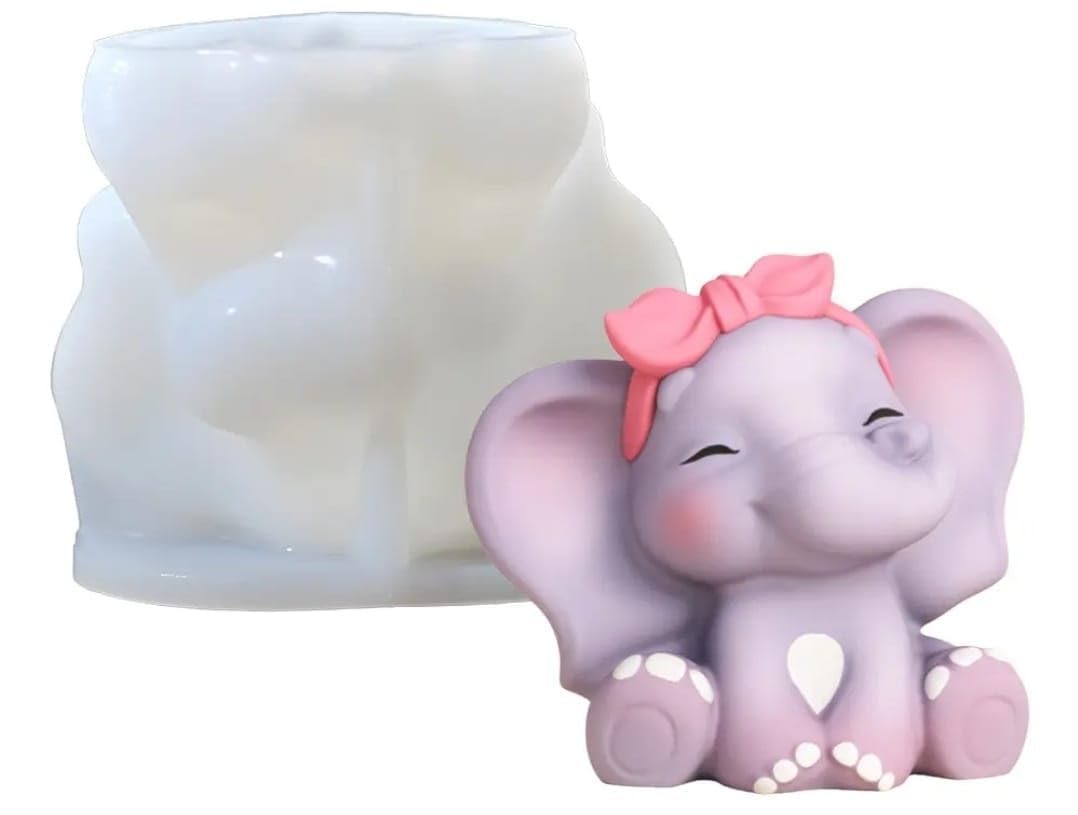 Baby Girl Elephant Silicone Candle Mold, Resin Art, Soap Making 10.6 x 9.2 cm, DIY Crafting Elephant Silicone Mould Animal Candle Soap Mould Cute Elephant Silicone Mold for Fondant, Chocolate, Cake Decor, Candle, Soap, Polymer Clay, Plaster Ornament, Resin Art (PACK OF 1)-image-37