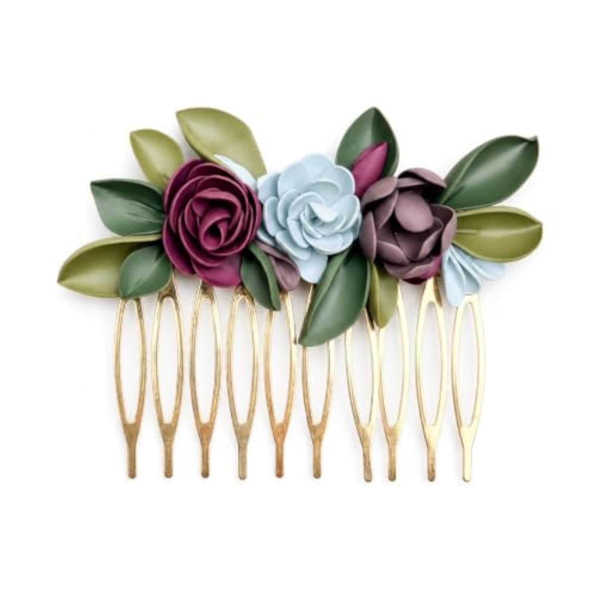Handmade Polymer Clay Floral Hair Comb Pins